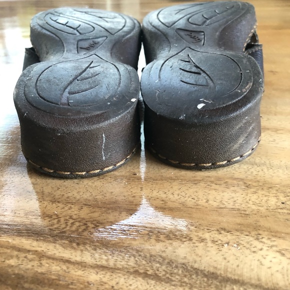 Womens Dark Brown B.O.C. By Born Leather Cross Strap Slide Sandals Shoes 8 EUR39 - Picture 9 of 14